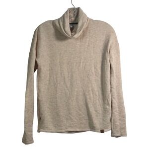 Alpine Design Womens XS Cowl Neck Pullover Sweater Pink Fleck Herringbone Cream